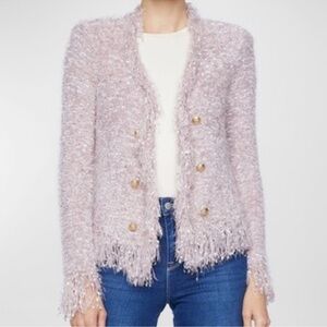 L'AGENCE AZURE DUSTY PINK FUZZY OPEN CARDIGAN BLAZER NWT WOMENS MEDIUM M